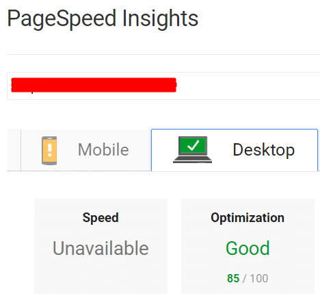 page speed desktop